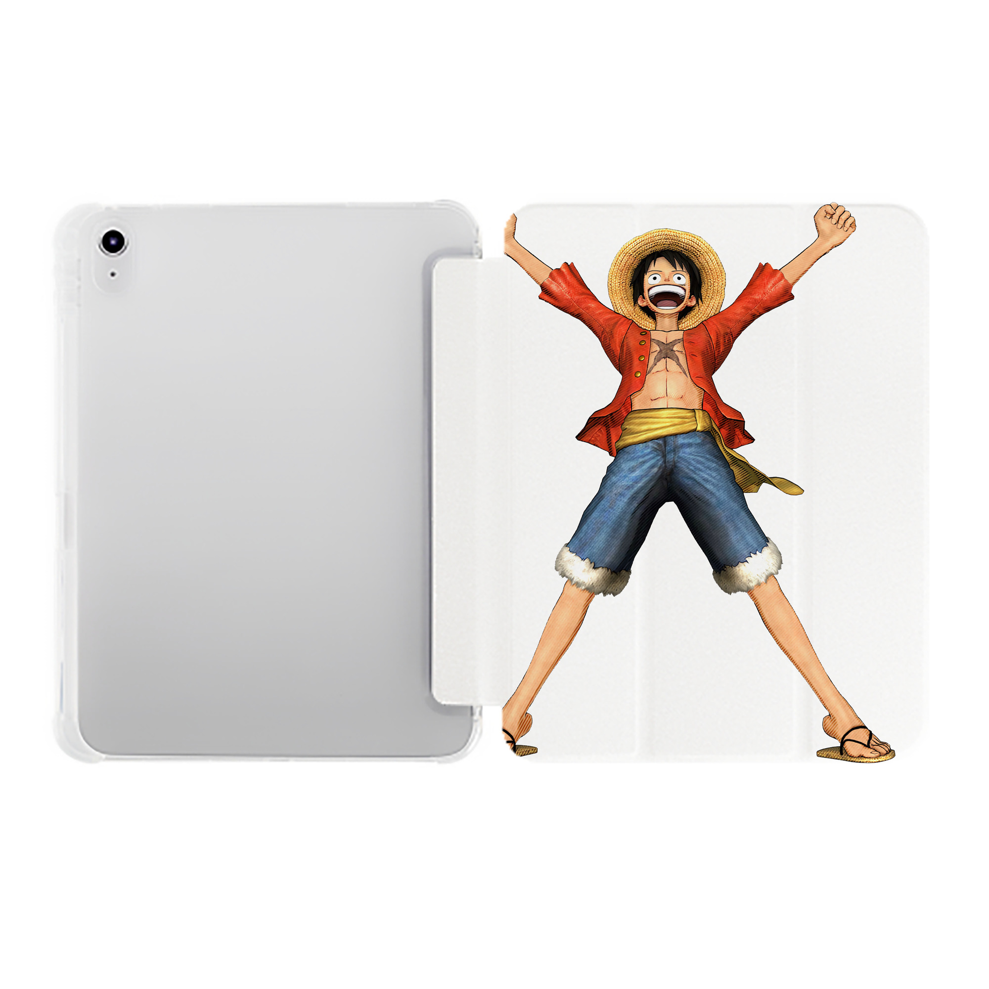 （画像用） ワンピース モンキー・D・ルフィ ONE PIECE Monkey D. Luffy IPad ケース ペン収納付き 三つ折りスタンド PUレザー×シリコン 対応機種9.5/10.5/10.9インチ